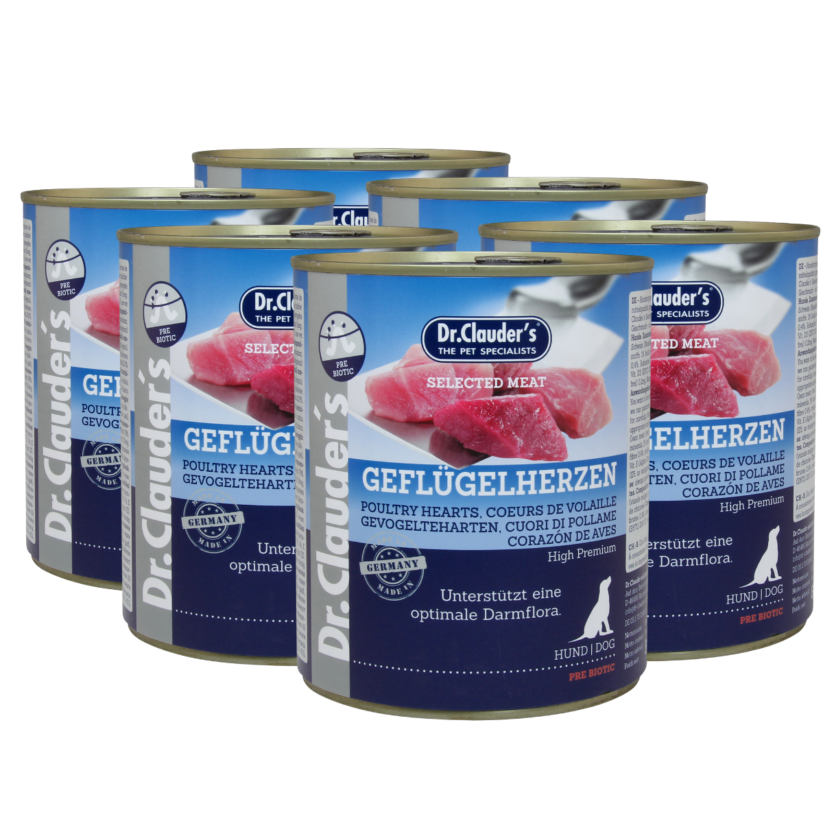 6x800g Selected Meat Geflügelherzen | Hundenassfutter