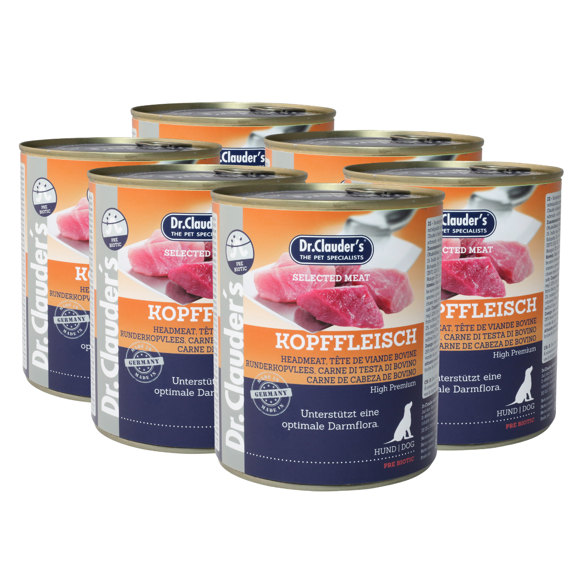 6x800g Selected Meat Kopffleisch | Hundenassfutter