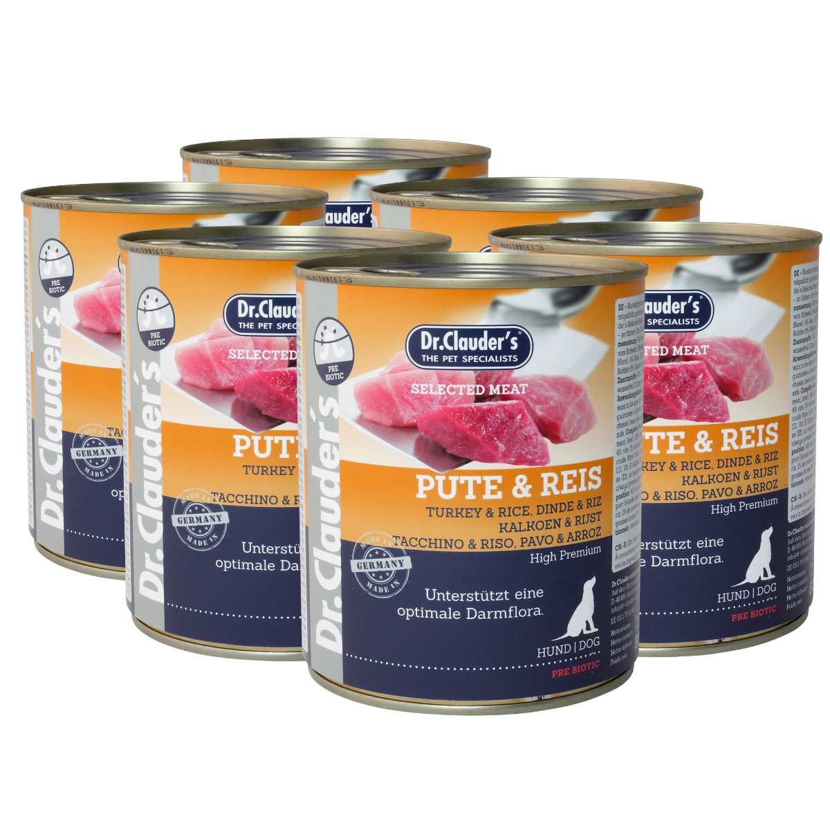 6x800g Selected Meat Pute & Reis | Hundenassfutter